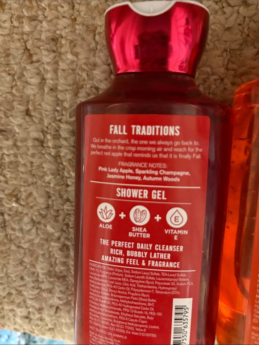 Bath and body shower gels in champagne apple &honey and purrfect pumpkin